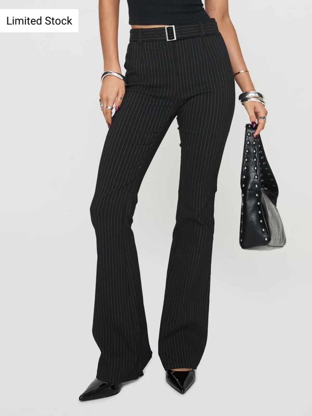 Princess Polly 🖤 Pagano Pinstripe Flare Pants Black
